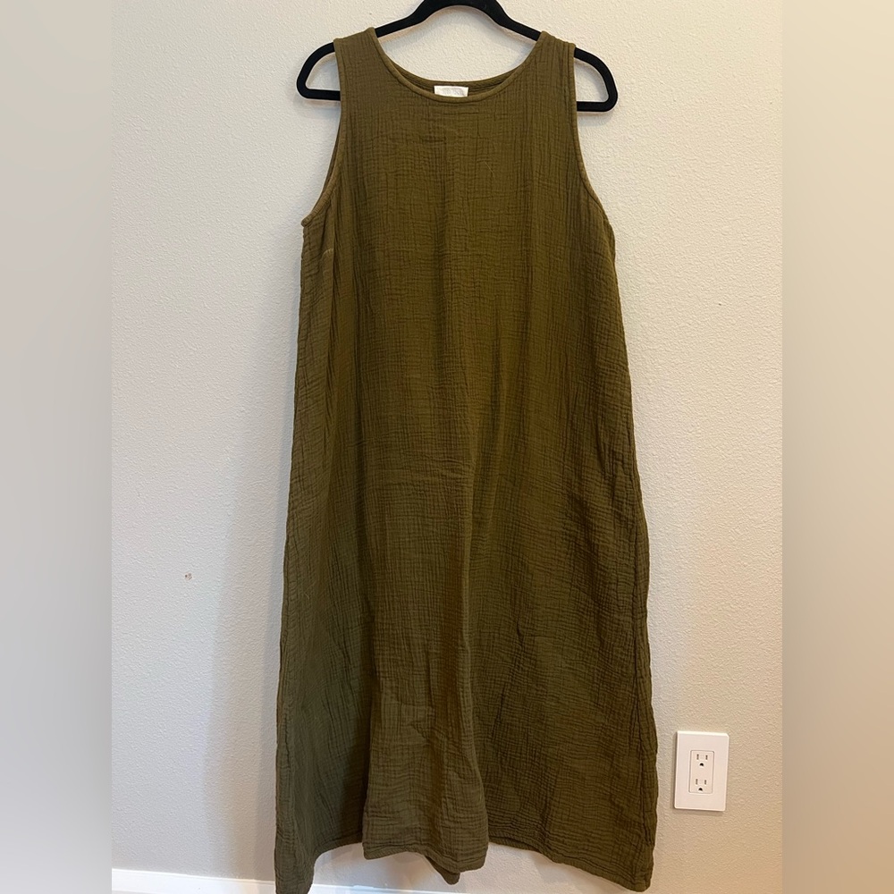 Honest Cotton Olive Maxi Dress